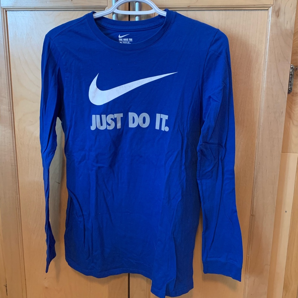 Blue long sleeved bike shirt